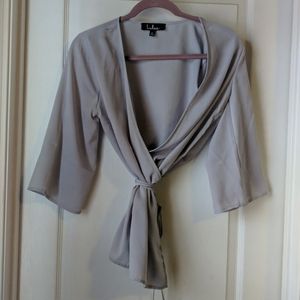 Lulu's gray wrap-style shirt